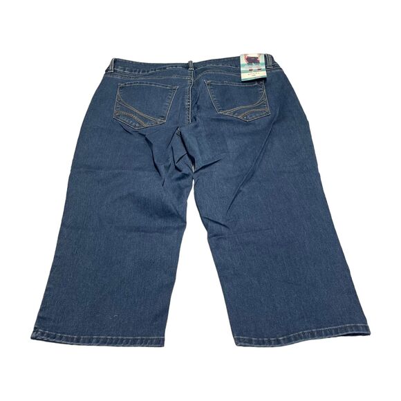 Riders By Lee Capri Pants Women's 18 Blue Cotton Stretch 5-Pockets Mid-Rise - Picture 2 of 8